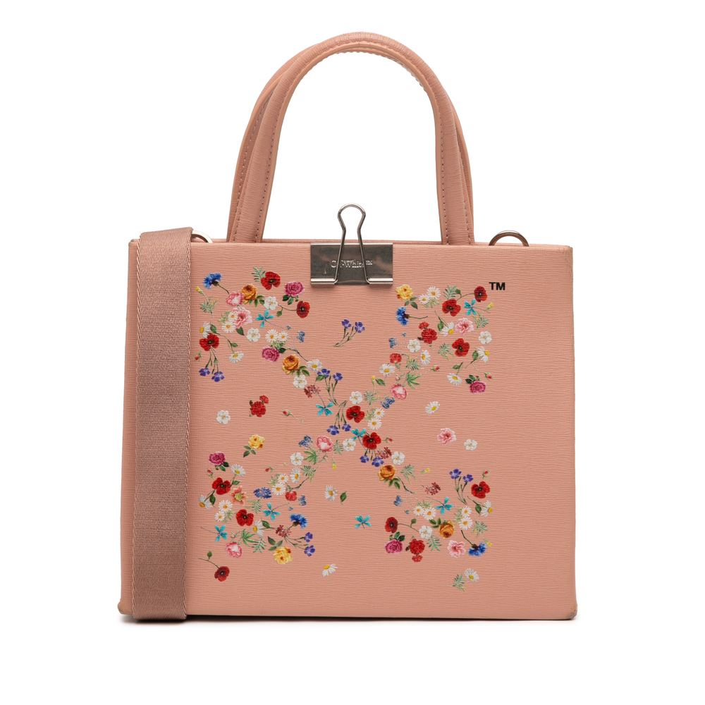 Pre-Loved Off-White Mini Calfskin Box Flower Arrow Satchel